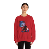 Rage Kitty Cute Comic Cat Lantern Red Unisex Heavy Blend™ Crewneck Sweatshirt | Gift Idea