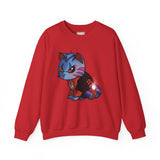 Rage Kitty Cute Comic Cat Lantern Red Unisex Heavy Blend™ Crewneck Sweatshirt | Gift Idea