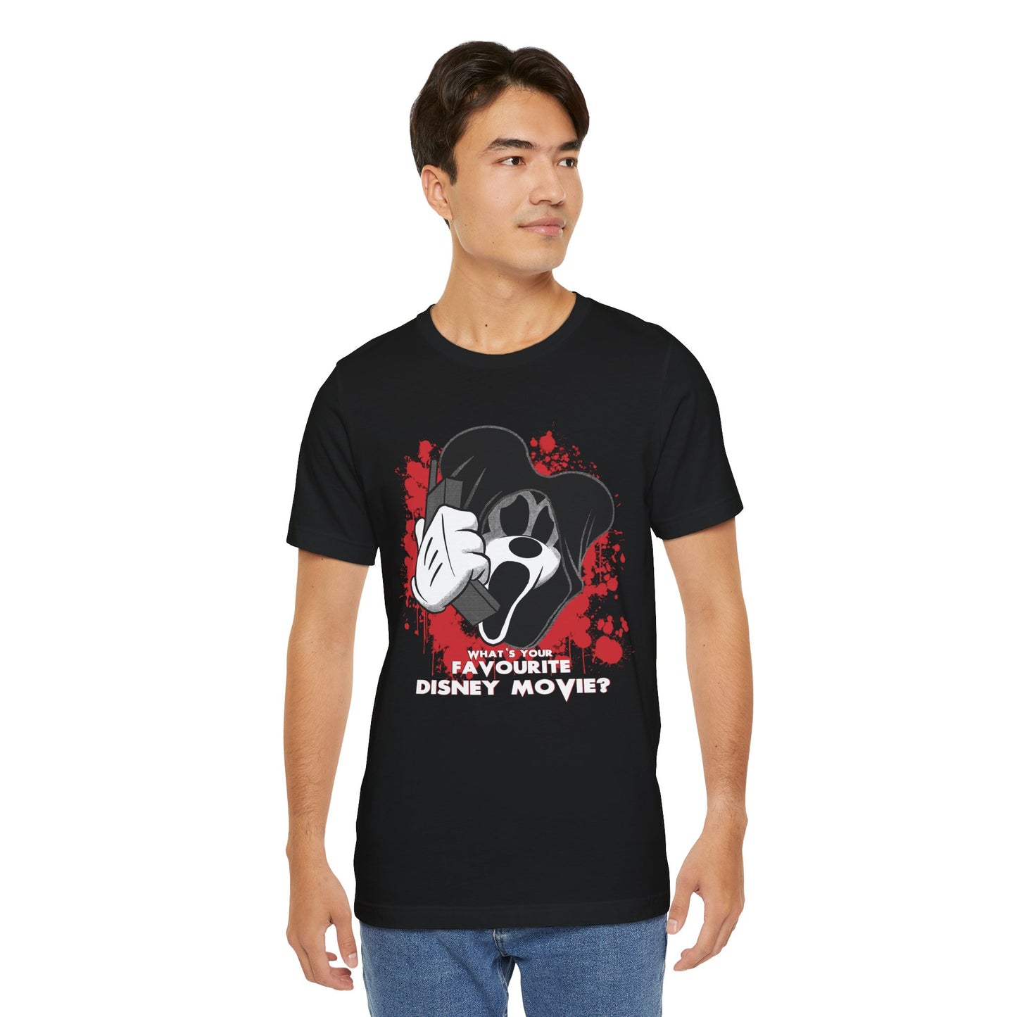 Mouseface has a Question for You Scary Movie Halloween Horror Cartoon Unisex Jersey Short Sleeve Tee
