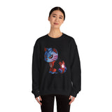 Rage Kitty Cute Comic Cat Lantern Black Unisex Heavy Blend™ Crewneck Sweatshirt | Gift Idea
