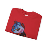 Rage Kitty Cute Comic Cat Lantern Red Unisex Heavy Blend™ Crewneck Sweatshirt | Gift Idea