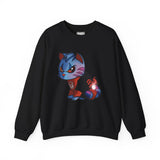 Rage Kitty Cute Comic Cat Lantern Black Unisex Heavy Blend™ Crewneck Sweatshirt | Gift Idea