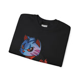 Rage Kitty Cute Comic Cat Lantern Black Unisex Heavy Blend™ Crewneck Sweatshirt | Gift Idea