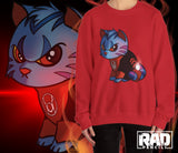 Rage Kitty Cute Comic Cat Lantern Red Unisex Heavy Blend™ Crewneck Sweatshirt | Gift Idea