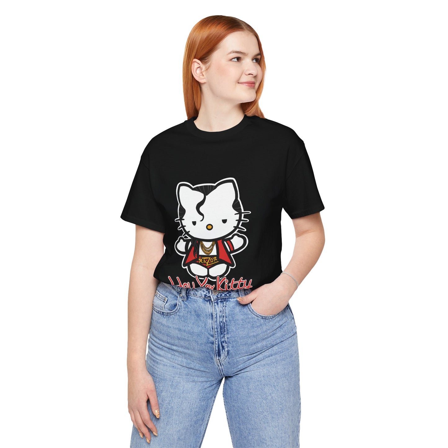 Hey Yo Kitty Japanese Wrestling Red Bad Cat Unisex Jersey Short Sleeve T-Shirt