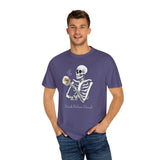 Gilmore Girls Halloween Skeleton Drinking Luke's Coffee Unisex Garment-Dyed T-shirt