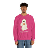 Cute Ghost "Monday Mourning" Coffee Pumpkin Mug Unisex Heavy Blend™ Crewneck Sweatshirt | Fall Autumn | Gift Idea