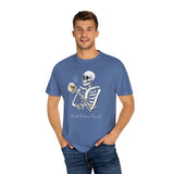 Gilmore Girls Halloween Skeleton Drinking Luke's Coffee Unisex Garment-Dyed T-shirt