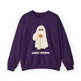 Cute Ghost "Monday Mourning" Coffee Pumpkin Mug Unisex Heavy Blend™ Crewneck Sweatshirt | Fall Autumn | Gift Idea