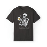 Gilmore Girls Halloween Skeleton Drinking Luke's Coffee Unisex Garment-Dyed T-shirt