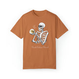 Gilmore Girls Halloween Skeleton Drinking Luke's Coffee Unisex Garment-Dyed T-shirt