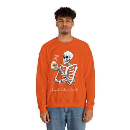 Gilmore Girls Halloween Skeleton Drinking Luke's Coffee Unisex Heavy Blend™ Crewneck Sweatshirt | Fall Autumn | Cozy Sweater