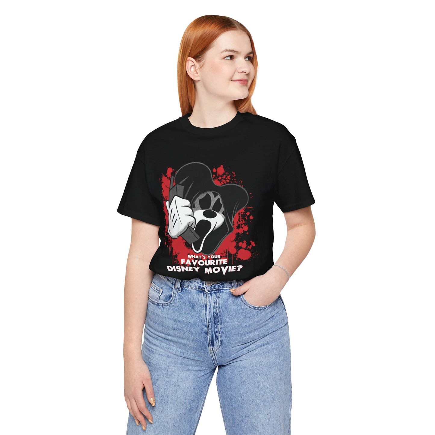 Mouseface has a Question for You Scary Movie Halloween Horror Cartoon Unisex Jersey Short Sleeve Tee