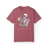 Gilmore Girls Halloween Skeleton Drinking Luke's Coffee Unisex Garment-Dyed T-shirt