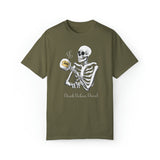 Gilmore Girls Halloween Skeleton Drinking Luke's Coffee Unisex Garment-Dyed T-shirt
