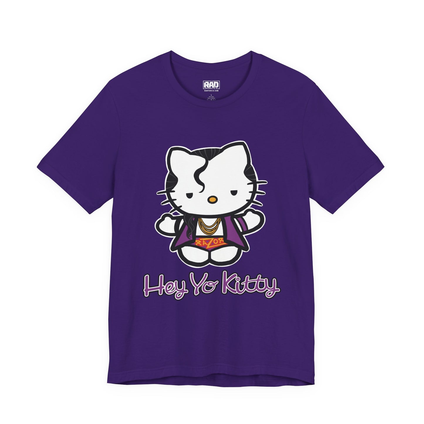 Hey Yo Kitty Japanese Wrestling Purple Bad Cat Unisex Jersey Short Sleeve T-Shirt