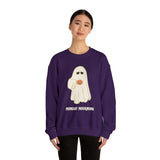 Cute Ghost "Monday Mourning" Coffee Pumpkin Mug Unisex Heavy Blend™ Crewneck Sweatshirt | Fall Autumn | Gift Idea