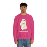 Cute Ghost "Sunday Mourning" Coffee Pumpkin Mug Unisex Heavy Blend™ Crewneck Sweatshirt | Fall Autumn | Gift Idea