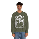 Frankenstein Horror Green Unisex Sweatshirt | Halloween Funny Coffee Quote |  Crewneck | Gothic Goth Gift Idea |