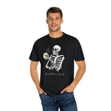 Gilmore Girls Halloween Skeleton Drinking Luke's Coffee Unisex Garment-Dyed T-shirt