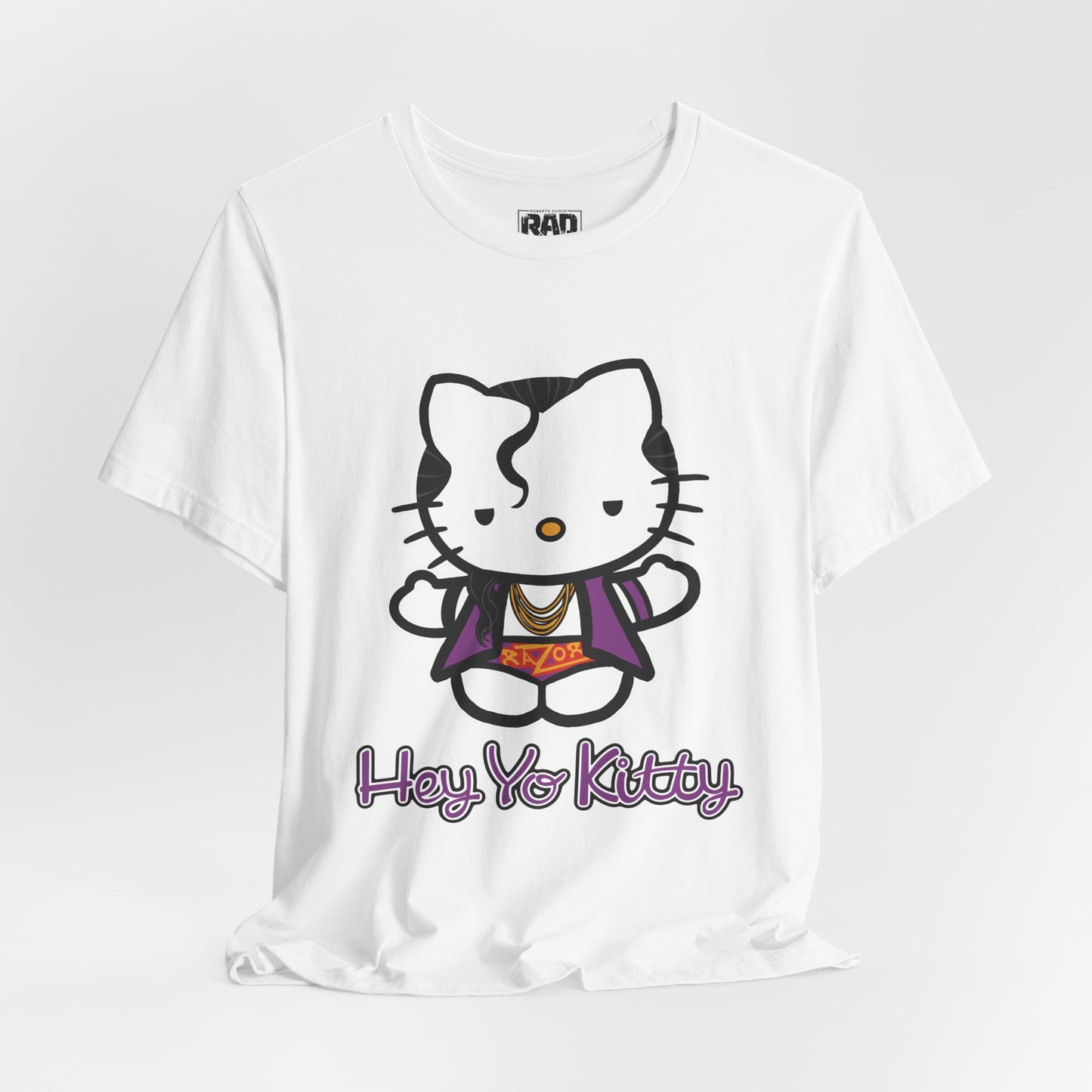 Hey Yo Kitty Japanese Wrestling Purple Bad Cat Unisex Jersey Short Sleeve T-Shirt