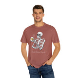 Gilmore Girls Halloween Skeleton Drinking Luke's Coffee Unisex Garment-Dyed T-shirt