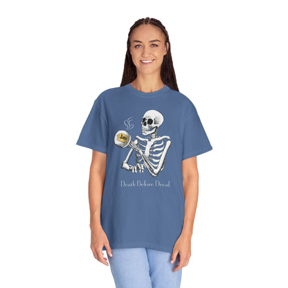 Gilmore Girls Halloween Skeleton Drinking Luke's Coffee Unisex Garment-Dyed T-shirt