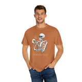 Gilmore Girls Halloween Skeleton Drinking Luke's Coffee Unisex Garment-Dyed T-shirt
