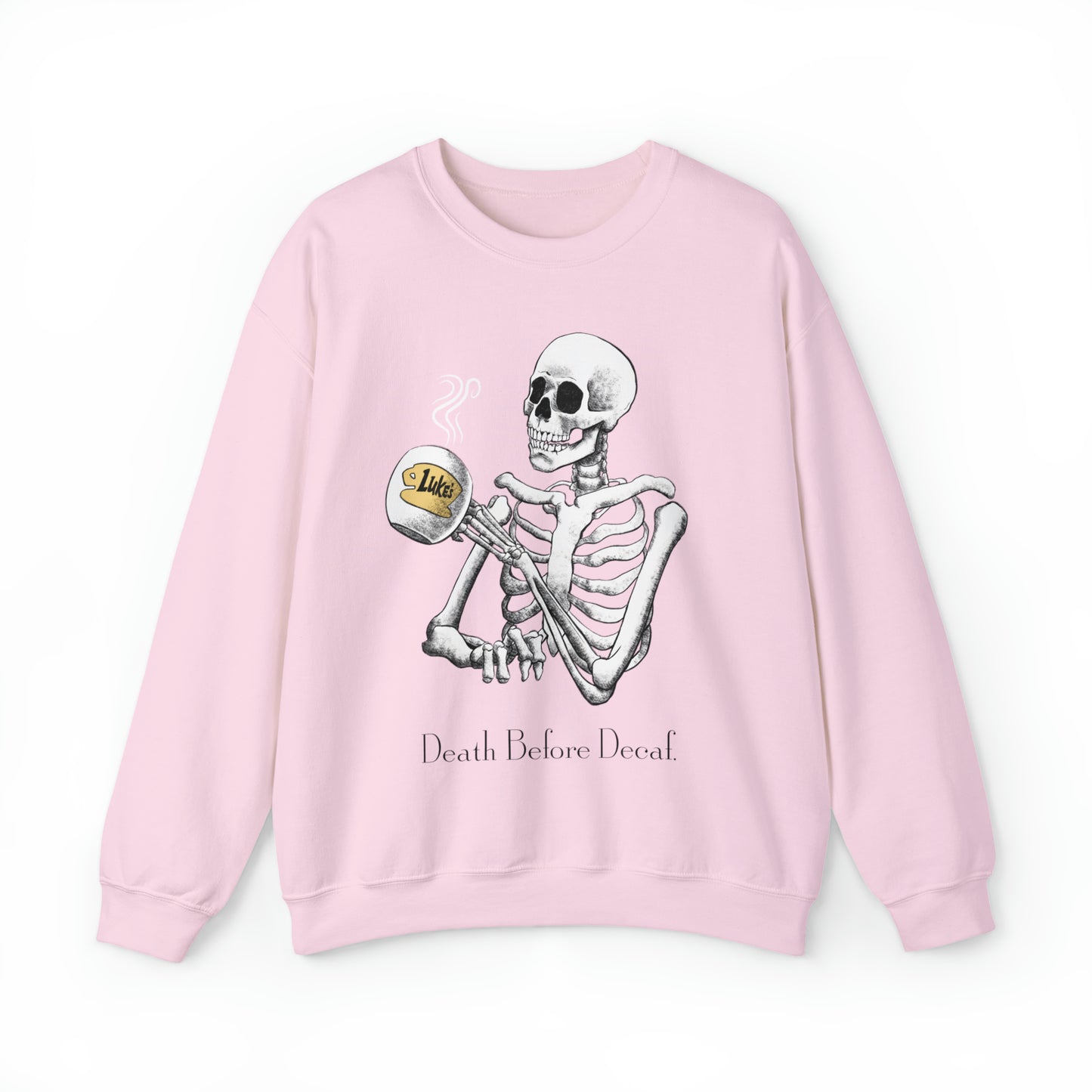 Gilmore Girls Halloween Skeleton Drinking Luke's Coffee Unisex Heavy Blend™ Crewneck Sweatshirt | Fall Autumn | Cozy Sweater