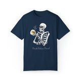Gilmore Girls Halloween Skeleton Drinking Luke's Coffee Unisex Garment-Dyed T-shirt
