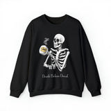 Gilmore Girls Halloween Skeleton Drinking Luke's Coffee Unisex Heavy Blend™ Crewneck Sweatshirt | Fall Autumn | Cozy Sweater