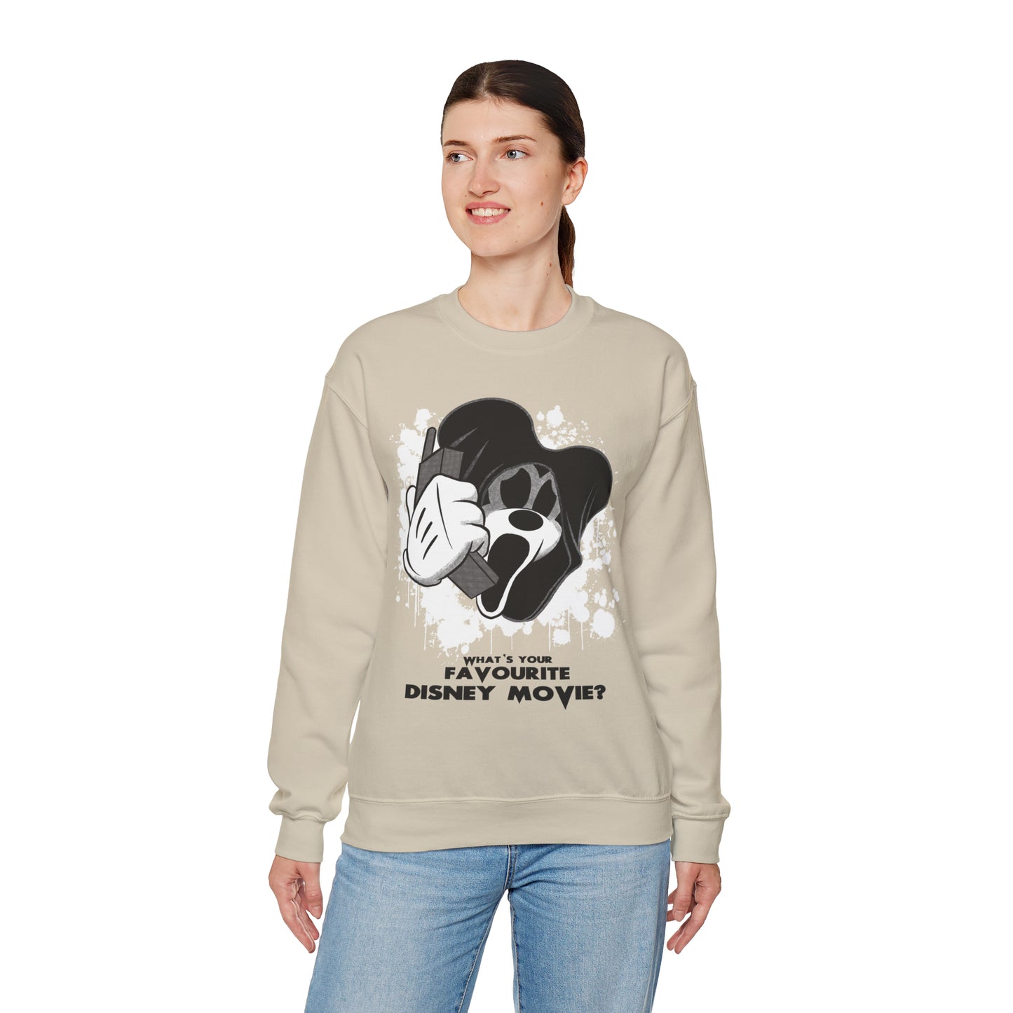 Ghost MouseFace Scary Neutral Halloween Movie Unisex Heavy Blend™ Crewneck Sweatshirt | Fall Autumn| Horror Scary | Gift Idea