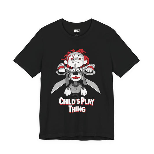 Child's Play Thing Scary Movie Halloween Horror Cartoon Unisex Jersey Short Sleeve Tee