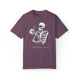 Gilmore Girls Halloween Skeleton Drinking Luke's Coffee Unisex Garment-Dyed T-shirt