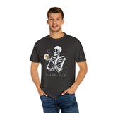 Gilmore Girls Halloween Skeleton Drinking Luke's Coffee Unisex Garment-Dyed T-shirt