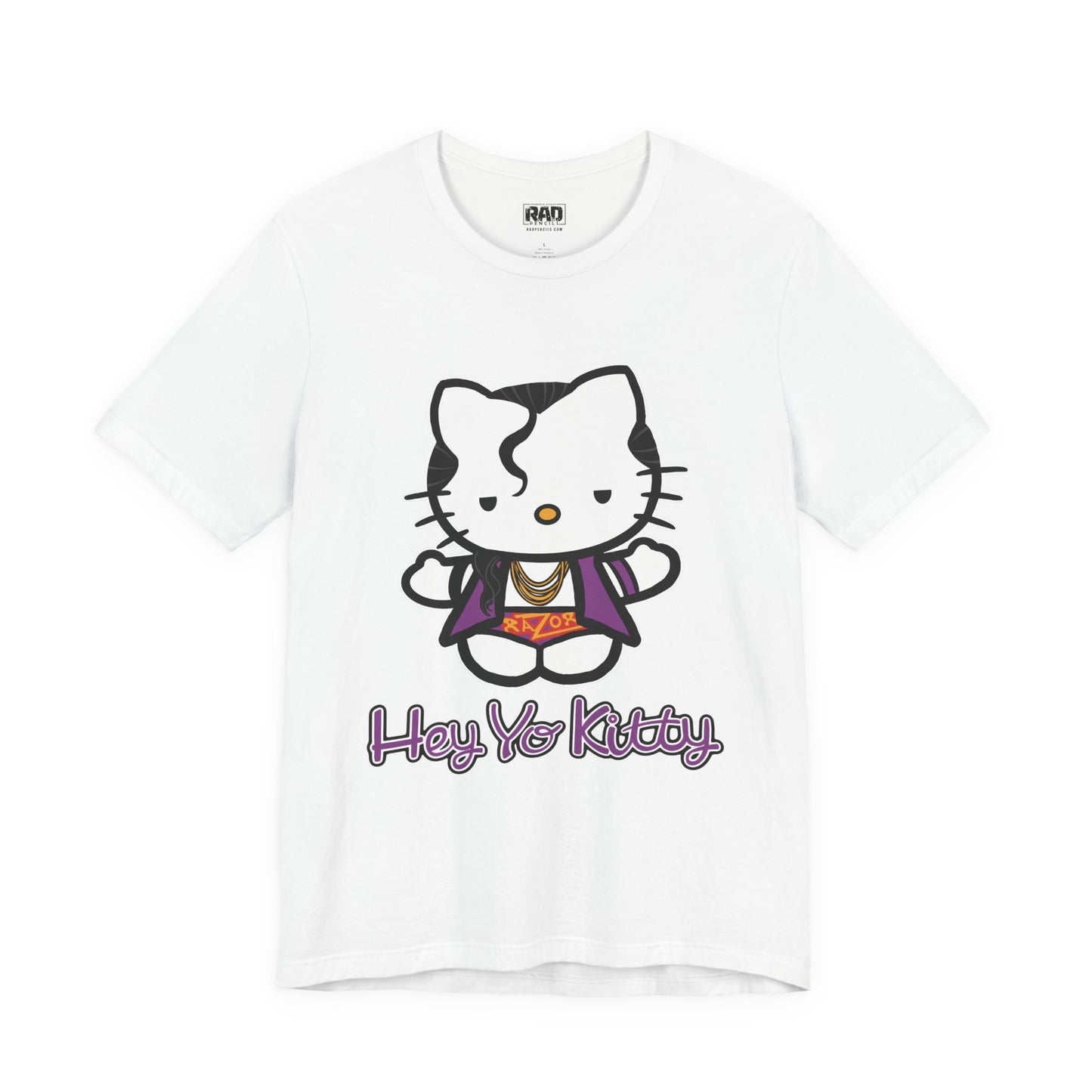 Hey Yo Kitty Japanese Wrestling Purple Bad Cat Unisex Jersey Short Sleeve T-Shirt