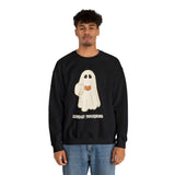 Cute Ghost "Sunday Mourning" Coffee Pumpkin Mug Unisex Heavy Blend™ Crewneck Sweatshirt | Fall Autumn | Gift Idea