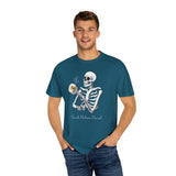 Gilmore Girls Halloween Skeleton Drinking Luke's Coffee Unisex Garment-Dyed T-shirt