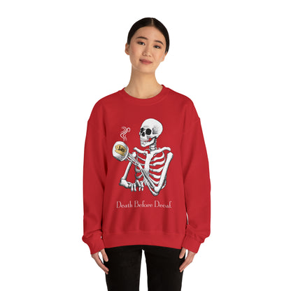 Gilmore Girls Halloween Skeleton Drinking Luke's Coffee Unisex Heavy Blend™ Crewneck Sweatshirt | Fall Autumn | Cozy Sweater