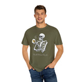 Gilmore Girls Halloween Skeleton Drinking Luke's Coffee Unisex Garment-Dyed T-shirt