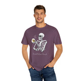Gilmore Girls Halloween Skeleton Drinking Luke's Coffee Unisex Garment-Dyed T-shirt