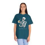 Gilmore Girls Halloween Skeleton Drinking Luke's Coffee Unisex Garment-Dyed T-shirt