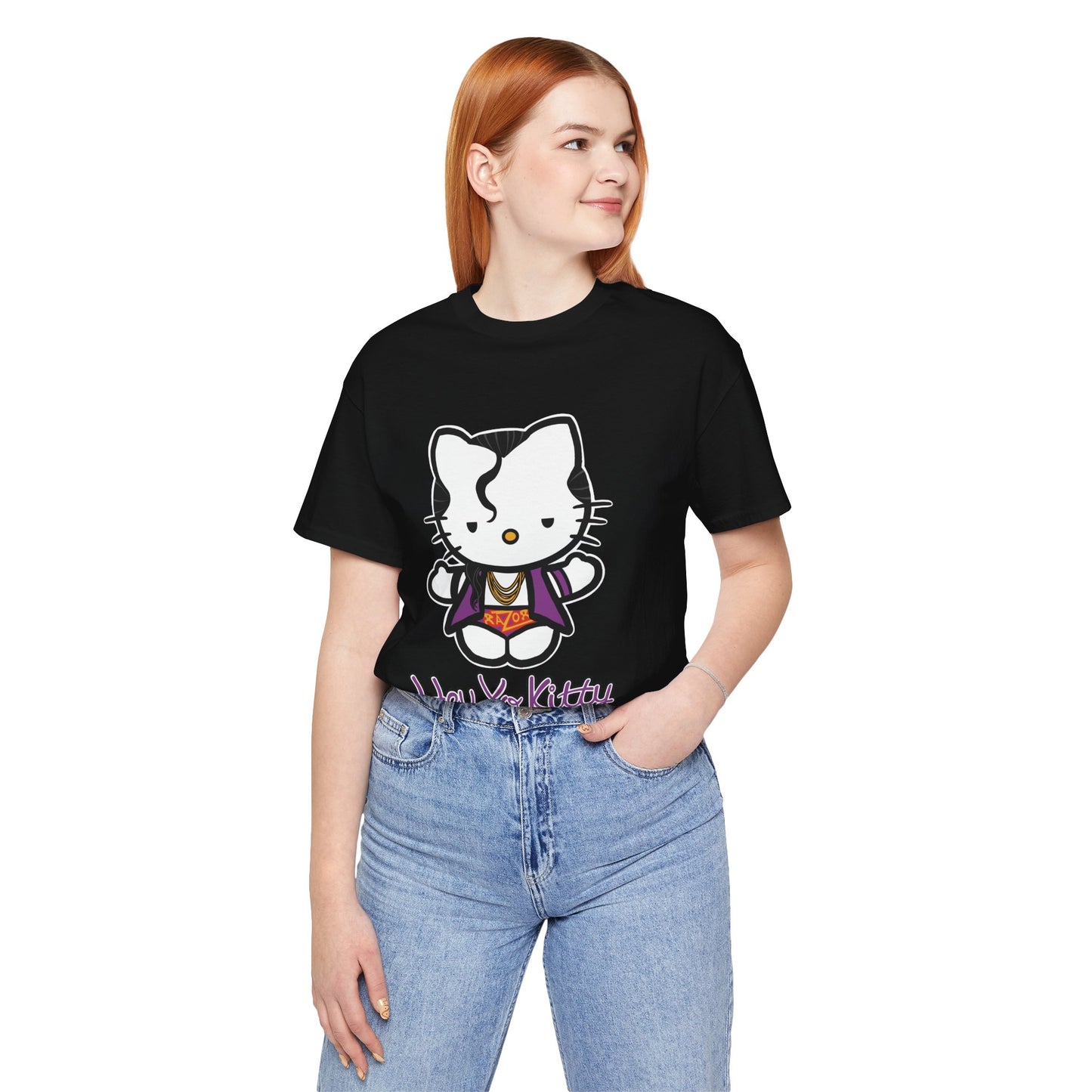Hey Yo Kitty Japanese Wrestling Purple Bad Cat Unisex Jersey Short Sleeve T-Shirt