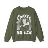 Frankenstein Horror Green Unisex Sweatshirt | Halloween Funny Coffee Quote |  Crewneck | Gothic Goth Gift Idea |