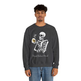 Gilmore Girls Halloween Skeleton Drinking Luke's Coffee Unisex Heavy Blend™ Crewneck Sweatshirt | Fall Autumn | Cozy Sweater