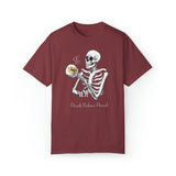 Gilmore Girls Halloween Skeleton Drinking Luke's Coffee Unisex Garment-Dyed T-shirt