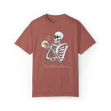 Gilmore Girls Halloween Skeleton Drinking Luke's Coffee Unisex Garment-Dyed T-shirt