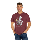 Gilmore Girls Halloween Skeleton Drinking Luke's Coffee Unisex Garment-Dyed T-shirt