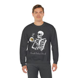 Gilmore Girls Halloween Skeleton Drinking Luke's Coffee Unisex Heavy Blend™ Crewneck Sweatshirt | Fall Autumn | Cozy Sweater