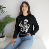 Gilmore Girls Halloween Skeleton Drinking Luke's Coffee Unisex Heavy Blend™ Crewneck Sweatshirt | Fall Autumn | Cozy Sweater